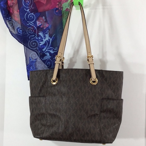 MMK brown logo Jet Set tote bag shoulder bag - Picture 4 of 16